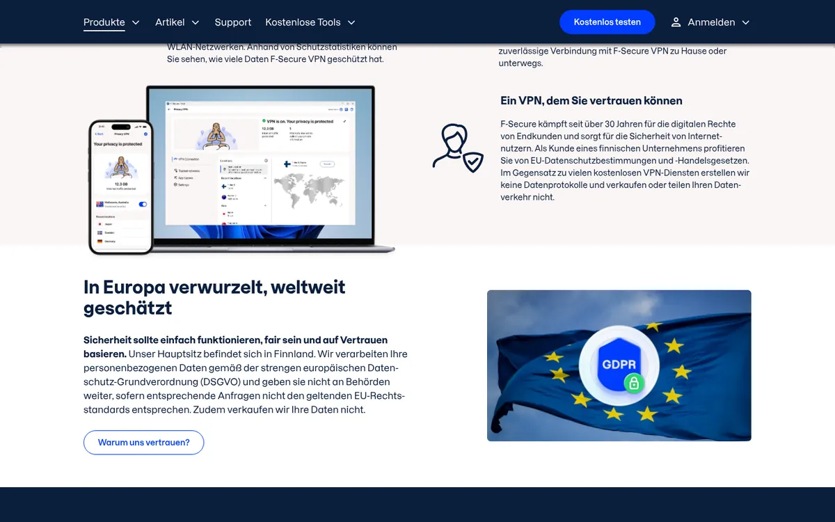 Preisseite von F-Secure VPN – im Vergleich: bester VPN für Österreich