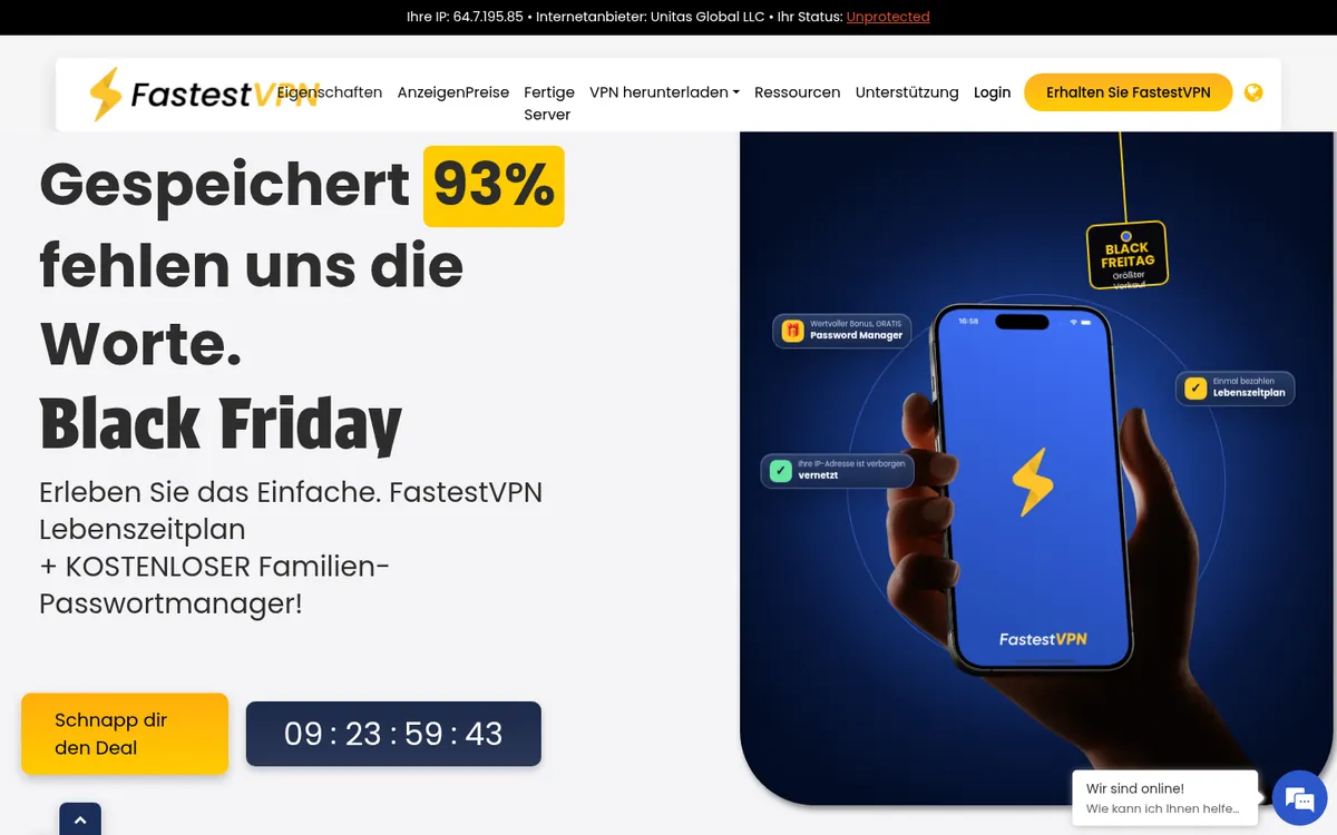 Startseite von FastestVPN am Computer – im Vergleich: bester VPN für Österreich