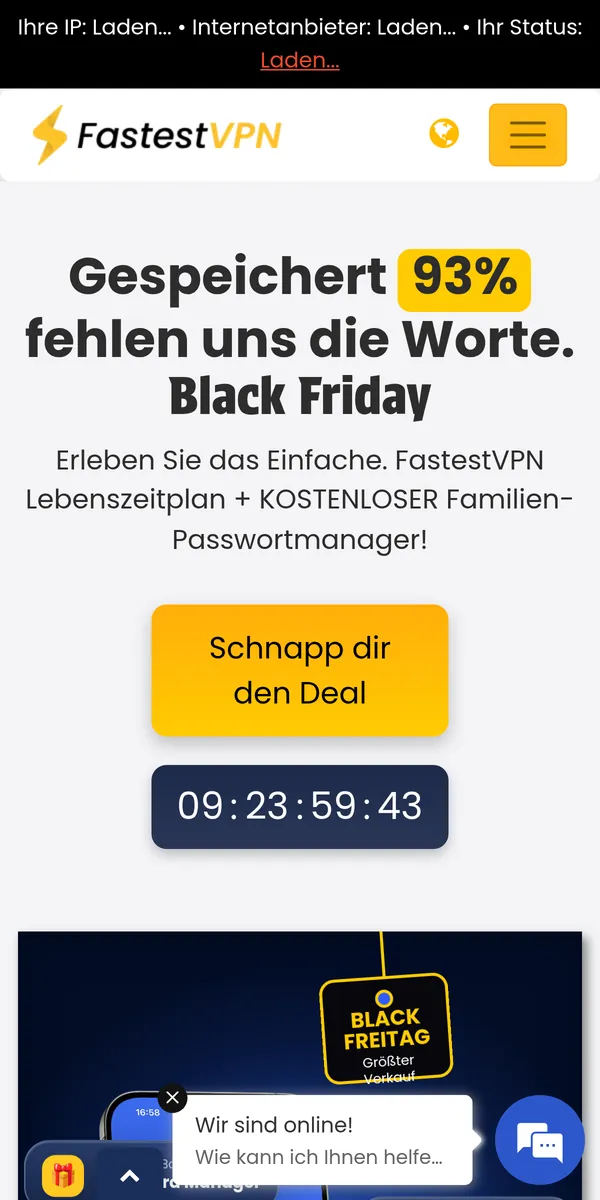 Startseite von FastestVPN auf dem Smartphone – im Vergleich: bester VPN für Österreich