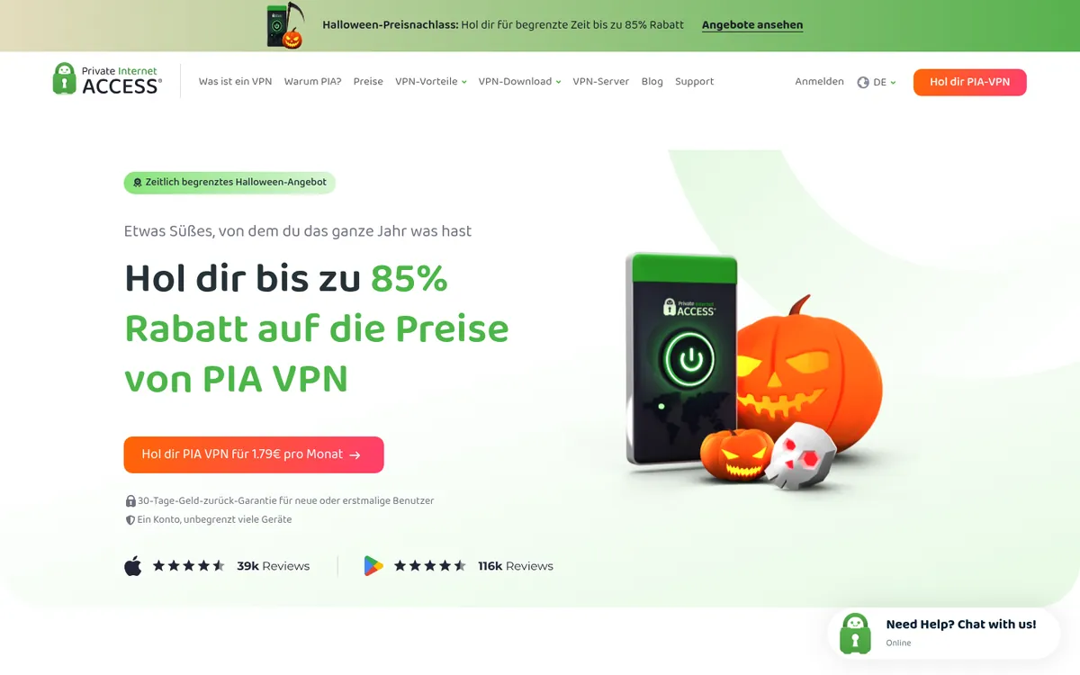 Startseite von Private Internet Access am Computer – im Vergleich: bester VPN für Österreich