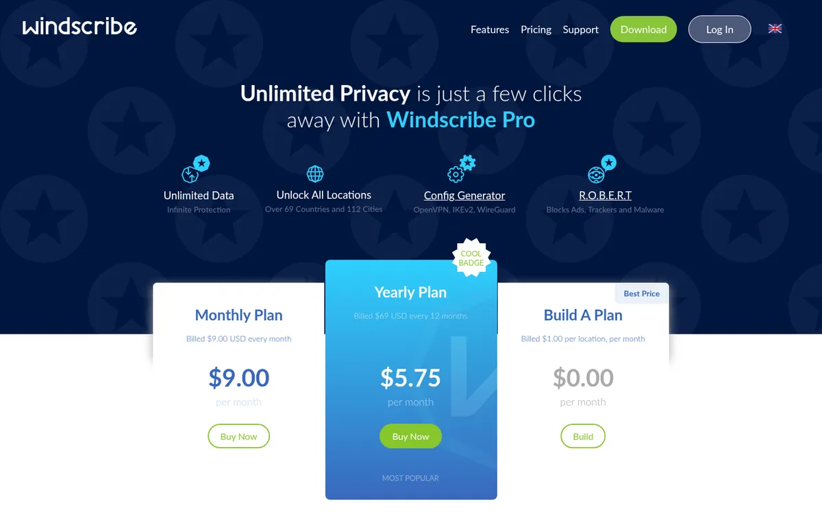 Preisseite von Windscribe – im Vergleich: bester VPN für Österreich